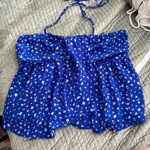 Blue polka dot crop top